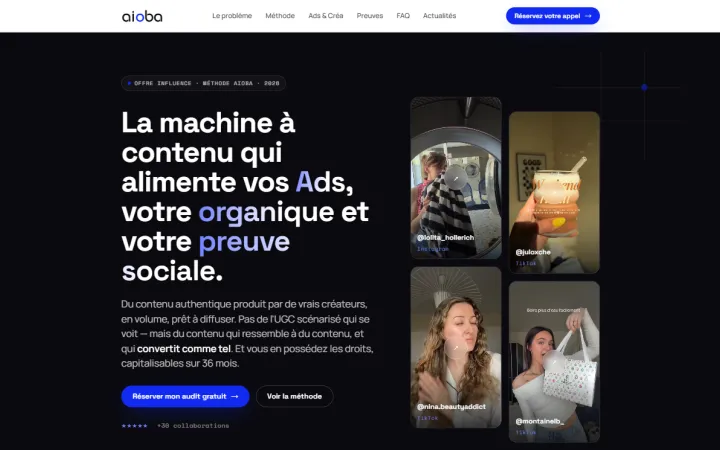 Page d'accueil de AIOBA.CO