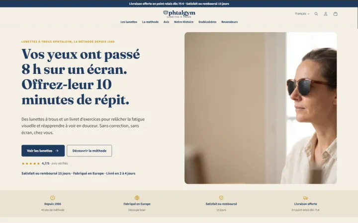 Page d'accueil de LUNETTES A TROUS