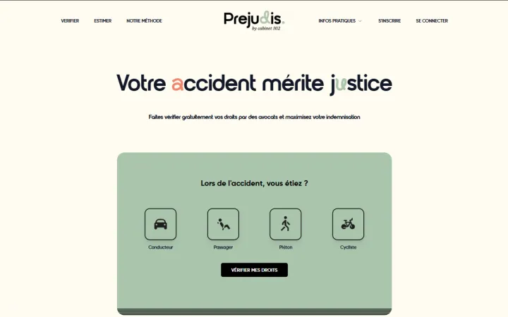 Page d'accueil de PREJUDIS