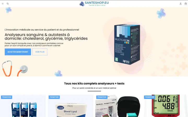 Page d'accueil de SANTESHOP